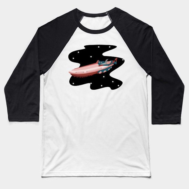 Nautilus Space Submarine Baseball T-Shirt by inotyler